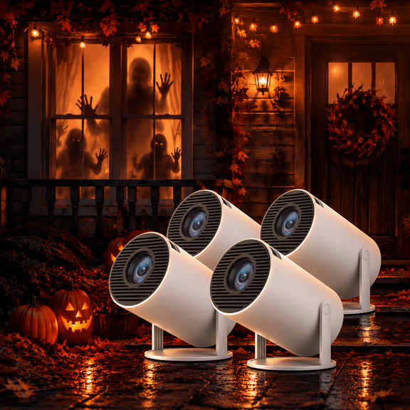 Hauntbeam Projector Halloween,Indoor Animated Horror Scene Projector, 180° Rotating Stand, Auto Keystone Correction, Built‑In Speaker, Wifi 6 & Bluetooth 5.4 For Home Halloween Decor
