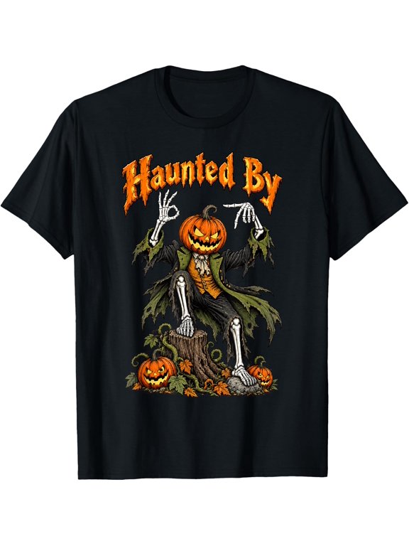 Haunted By 6 7 Meme Halloween Pumpkin Head Skeleton T-Shirt- Classic Holiday Bestsellers Halloween cotton shirt Unisex 100% Cotton T-Shirt Everyday Wear Affordable t shirts S - 3XL