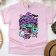 thumbnail image 1 of Haunted Babe Graphic T-Shirt | Cute Witch Hat Retro Print Tee, Light Pink, Size M, 1 of 6