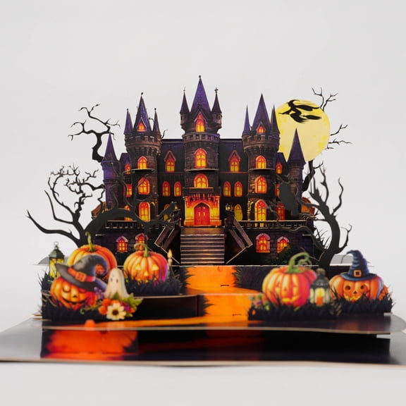 Haunted Castle Halloween Pop-Up Card - 3D Spooky Greeting Card & Unique Halloween Gift