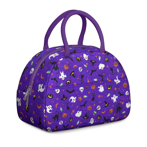 Haunted Collection Women's Lunch Box - Halloween Insulated Reusable Bag, Leakproof Compact Tote with Pockets for Professional Ladies & Spooky Parties