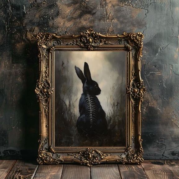 Haunted Forest Rabbit Poster Gothic Dark Academia Wall Art Spooky Decor Art