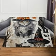 thumbnail image 1 of Haunted Halloween Blanket 29.5"x39" Reversible Ghost Witch's Hat Print Fleece Throw Blanket, 320 GSM Surper Soft Warm Cozy Fall Blanket for Couch Sofa, Halloween Harvest Gifts and Home Pumpkin Decor, 1 of 7