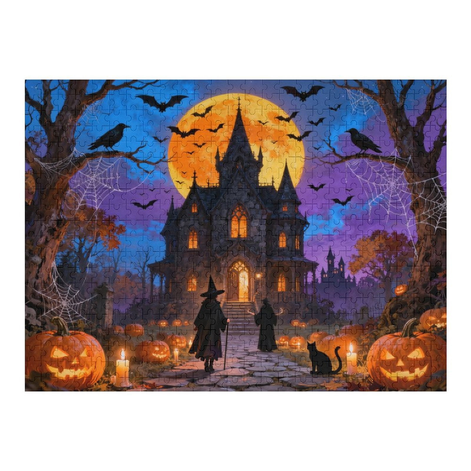 Puzzle Rel Haunted Halloween Night House 500 Piece Jigsaw Puzzle for Adults, Ghost ...
