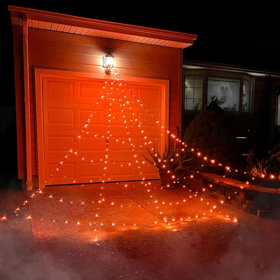 Haunted Hill Farm 12 ft Prelit Spider Web with 3 Multicolor Light Functions, Halloween Decor, HHHELED144-WEB1