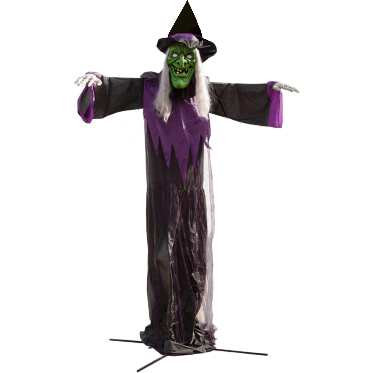 Life-Size Green and Black Polyester Animated Witch Statue
