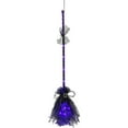 thumbnail image 1 of Haunted Hill Farm 3 ft Purple Witch's Broomstick with Purple Lights, Indoor/Covered Outdoor Halloween Decorations, HHBROOM-1LS, 1 of 10
