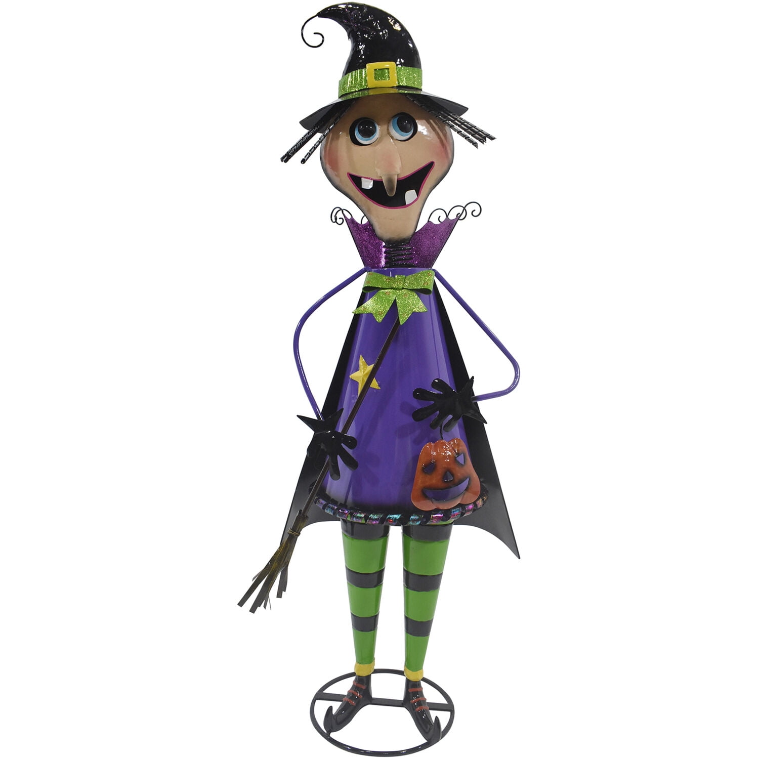 Haunted Hill Farm 42 in Iron Witch Holding a Jack-O-Lantern