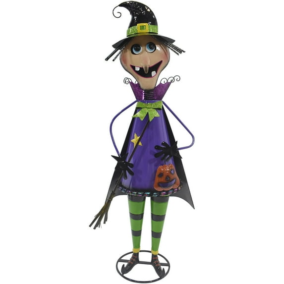 Haunted Hill Farm 42 in Iron Witch Holding a Jack-O-Lantern, Indoor/Outdoor Halloween Decoration, Festive Holiday Decor, HHMTWITCH042-0PU