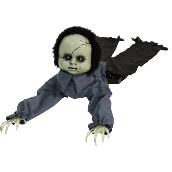 Haunted Hill Farm 3.5 ft Animatronic Doll, Indoor/Covered Outdoor Halloween Decoration, Multicolor, HHGBBOY-1LSA