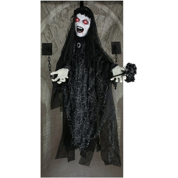Haunted Hill Farm 4.25 ft Animatronic Demon Widow Door Greeter, Halloween  Decoration, HHLADY-12HLSA