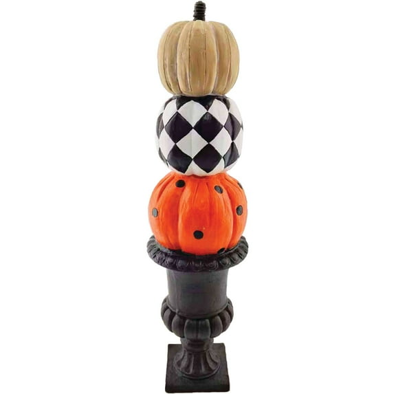 Haunted Hill Farm 52" 15lbs Stacked Pumpkins in Urn, Halloween Decor, HHMG052-0FIN-MLT