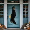 thumbnail image 1 of Haunted Hill Farm 5 ft Witch on Broom, Indoor/Covered Outdoor Halloween Decoration, LED Red Eyes, HHWITCH-24HLS, 1 of 11