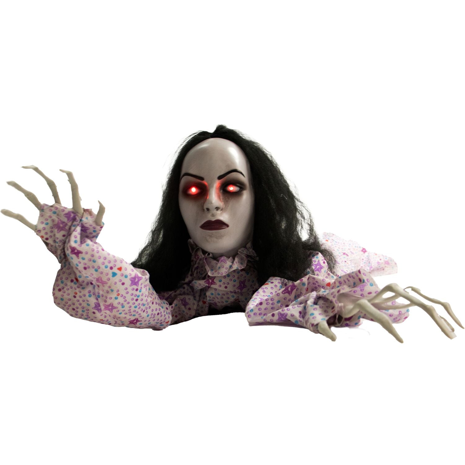 Haunted Hill Farm 5.25 ft Animatronic Haunted Crawling Lady, Indoor/Covered Outdoor Halloween Decoration, HHGBLADY-1LSA