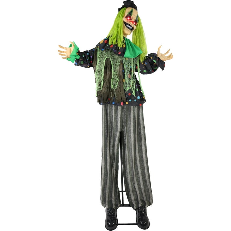 Haunted Hill Farm 5.5 ft Life Size Animatronic Clown, Halloween
