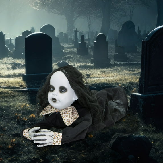 Haunted Hill Farm Animatronic Crawling Demon Girl Indoor/Covered Outdoor Halloween Decoration, HHGIRL-3FLSA