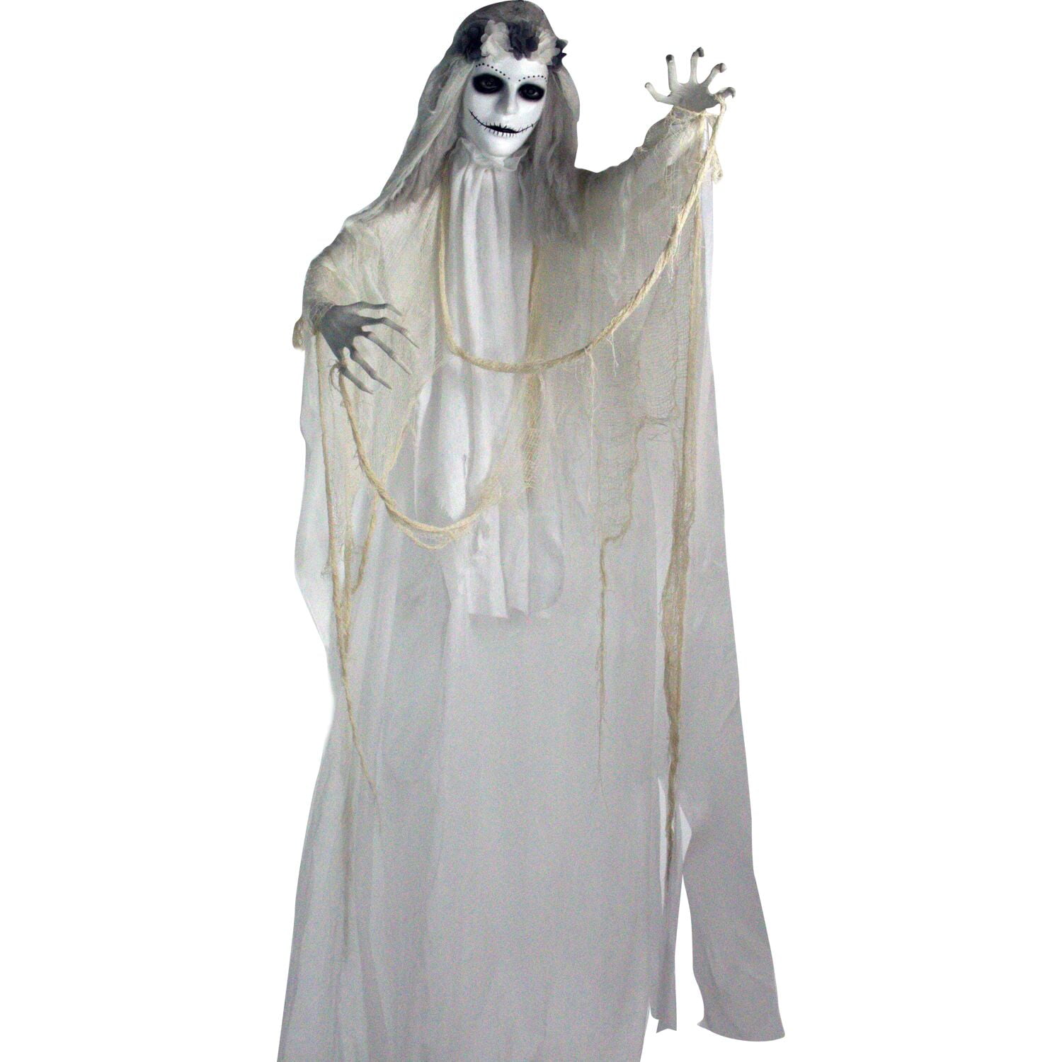 Haunted Hill Farm 6 ft Bride Animatronic with Lights and Sound, HHBRIDE-2FLSA