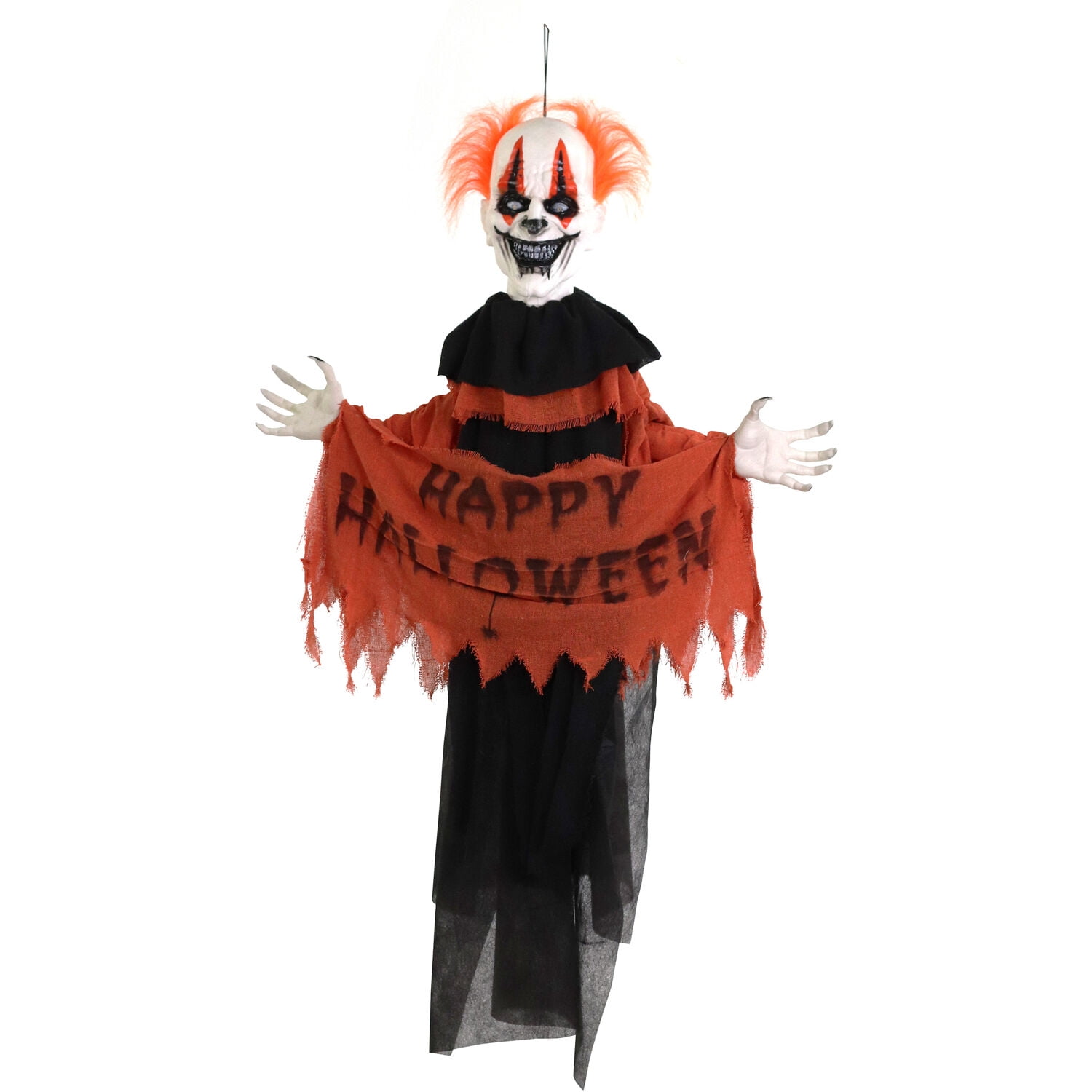 Haunted Hill Farm 4 ft Clown Animatronic Tree Hugger with Movement, Sounds, and Light-Up Eyes for Scary Outdoor Halloween Decoration, HHCLOWN-28HLSA