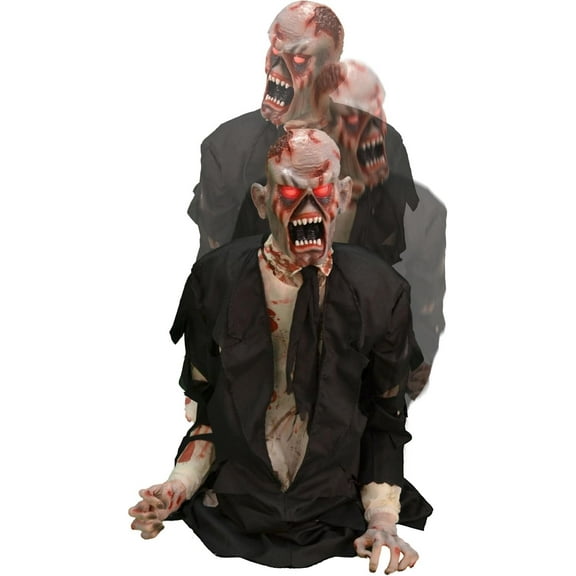 Haunted Hill Farm Damien, Battery-Operated, Motion and Sound Activated Animatronic Zombie with Sound Effects and Lights for Indoor or Covered Outdoor Creepy Halloween Decoration