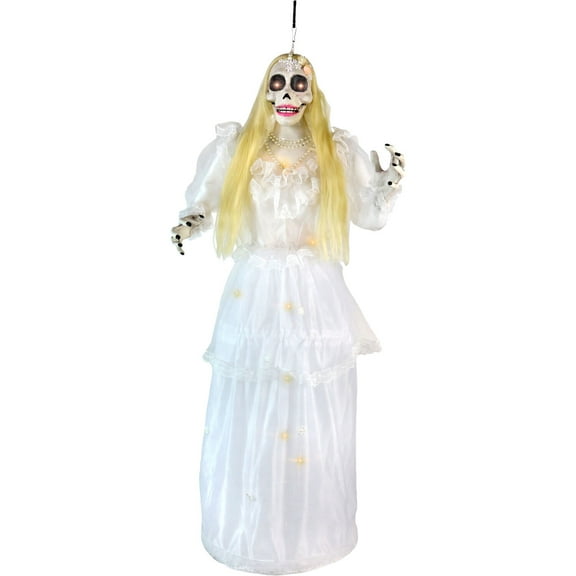 Haunted Hill Farm 5 ft Touch-Activated Animated Hanging Spinning Bride Halloween Animatronic, HHBRIDE-9HLSA