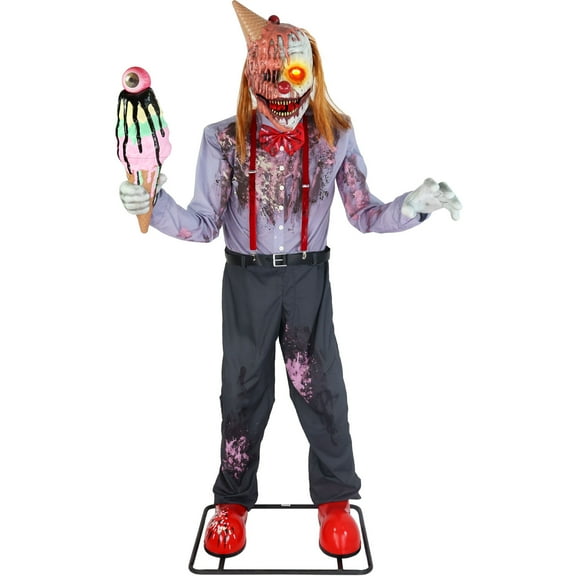 Haunted Hill Farm Haunted Hill Farm 6.9 ft. Motion-Activated I Scream Clown Halloween Animatronic by Tekky, HHSCREAMCLWN-1FLSA