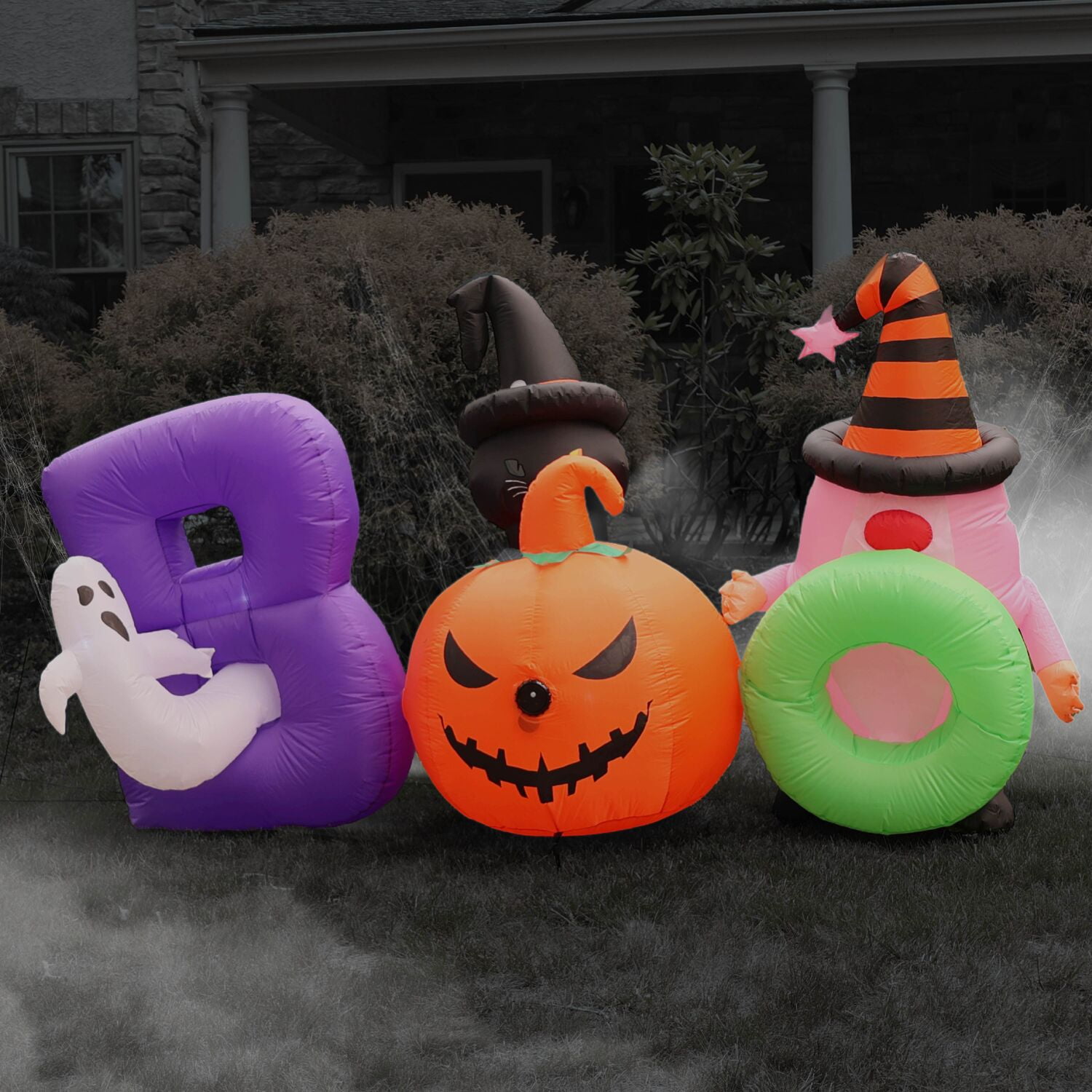Haunted Hill Farm 5-ft. Tall Musical Inflatable Boo Sign - Walmart.com
