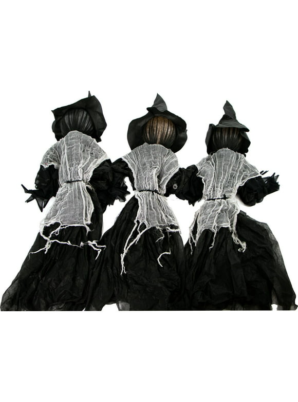 Haunted Hill Farm Lawn Decor Witches, Outdoor Halloween Decoration, Light-Up White, Hanging Option
