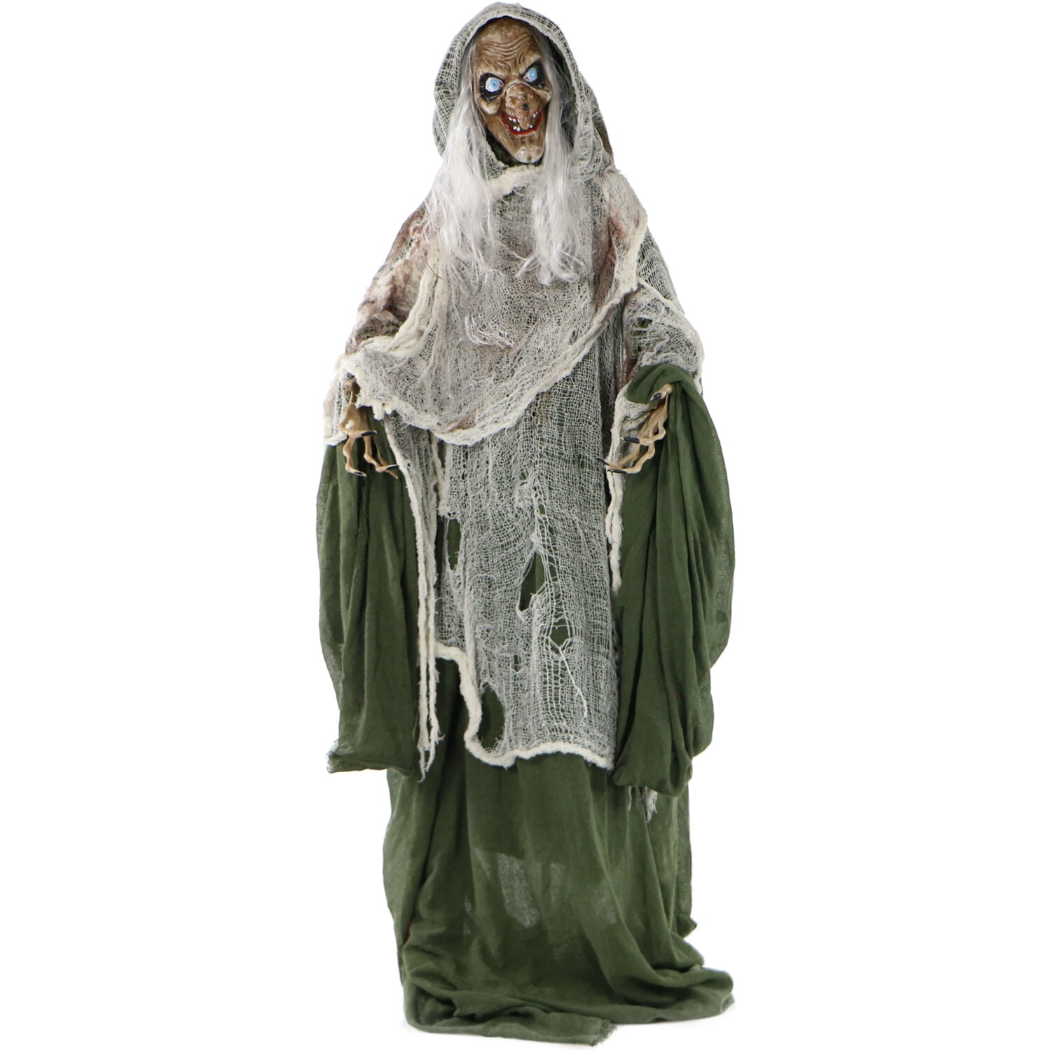 Life-Size Green Metal Animated Talking Witch Statue