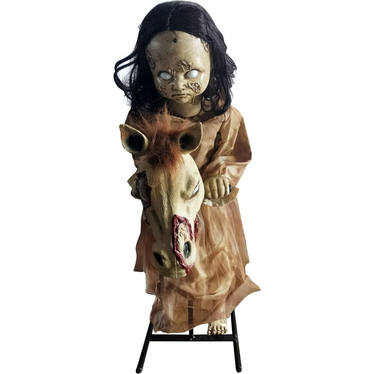 Animated demon doll on rocking horse hot sale