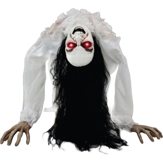 Haunted Hill Farm Lifesize 35" Animatronic Possessed Woman with Lights and Sound, Halloween Decoration,HHLADY-11FLSA