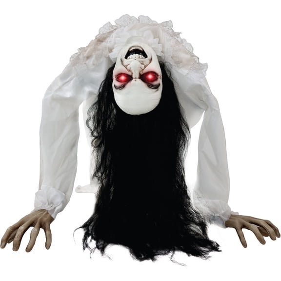 Haunted Hill Farm Lifesize 35" Animatronic Possessed Woman with Lights and Sound, Halloween Decoration,HHLADY-11FLSA