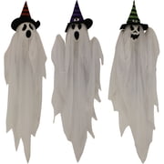 Haunted Hill Farm Set of 3 Hanging Ghosts, Indoor/Outdoor Halloween Decoration