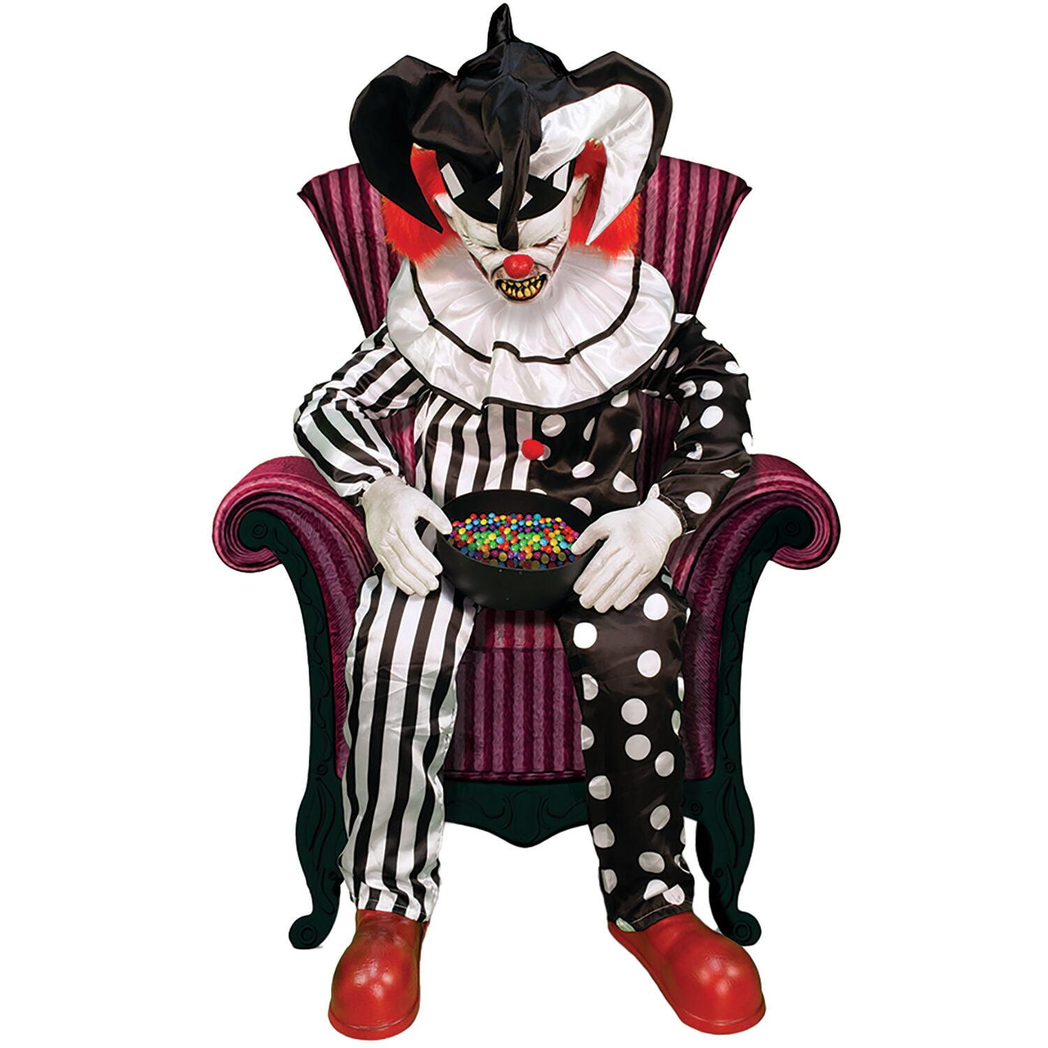 Haunted Hill Farm Sitting Clown Animatronic with Sound Halloween