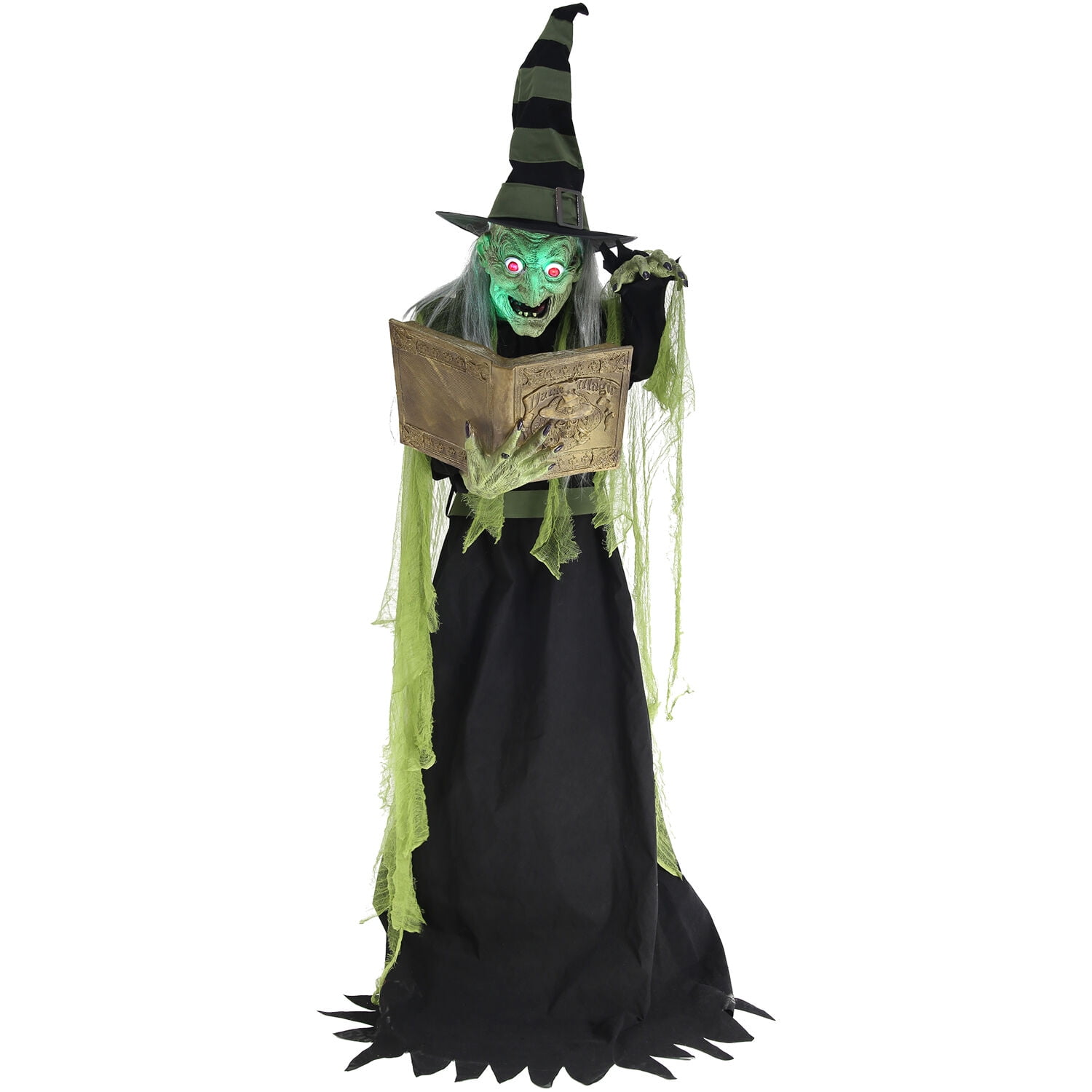 Enchantress Witch Animatronic with Green LED Lights and Motion Activation