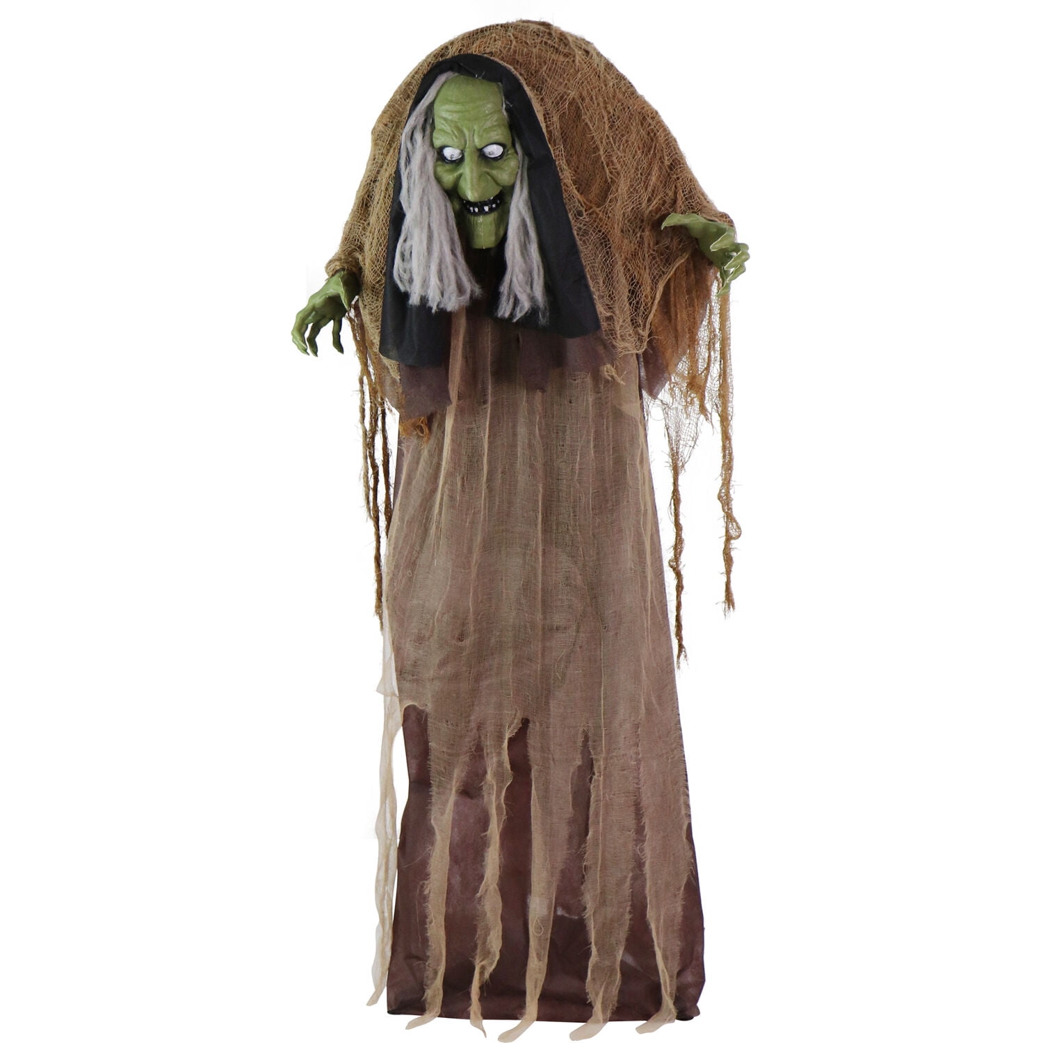 Haunted Hill Farm 4.9 ft Witch Animatronic with Lights and Sound, HHWITCH-41FLSA