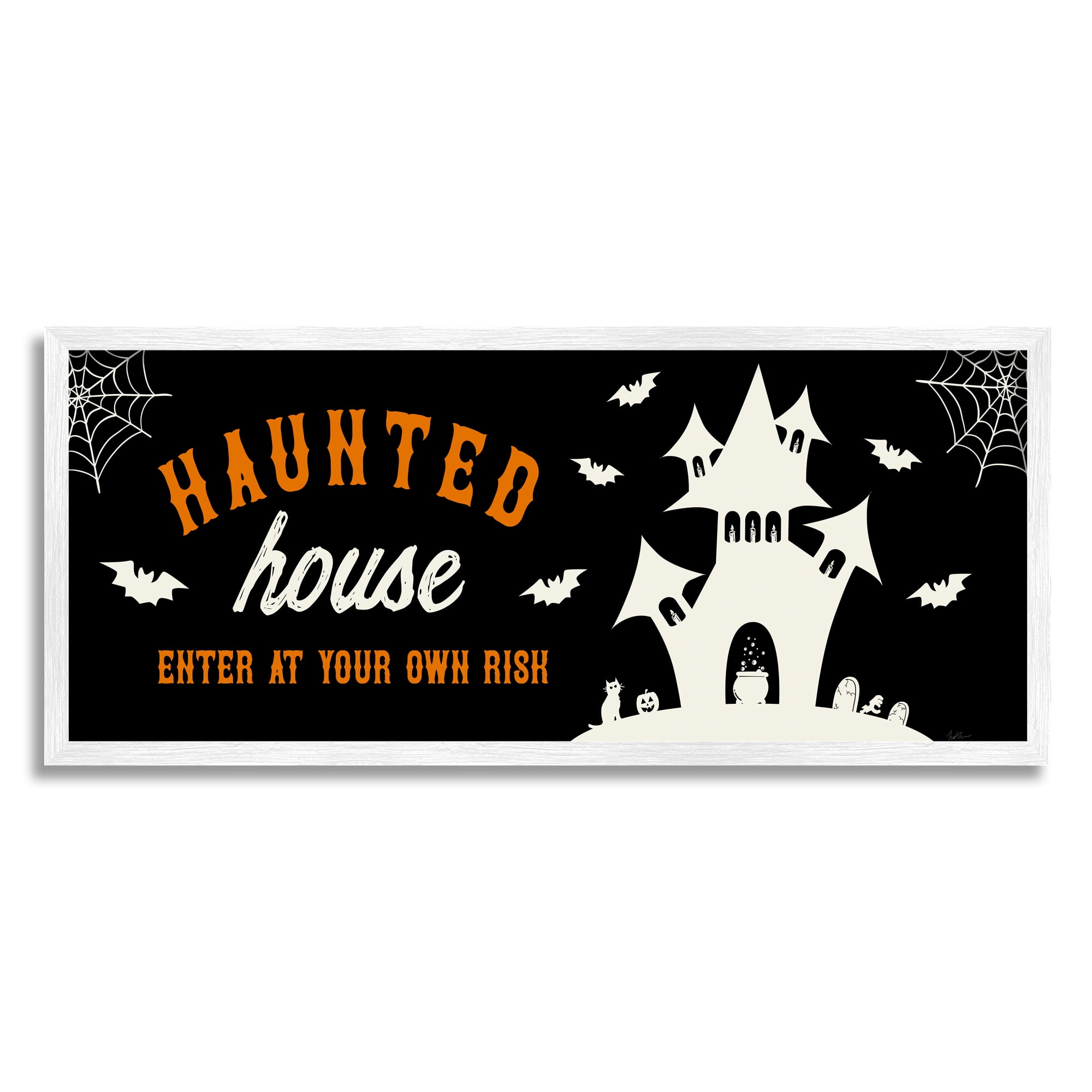 Haunted Hoe Enter at Own Risk Spooky Halloween 24 in x 10 in Framed Painting Art Prints, by Stupell Home Décor