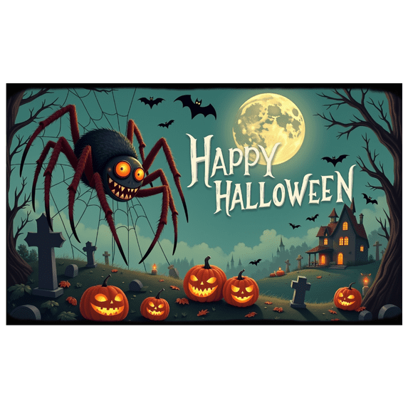 Haunted House Banner Spider Halloween Banner Scary Pumpkin Design for Halloween Decoration Spooky Party Event