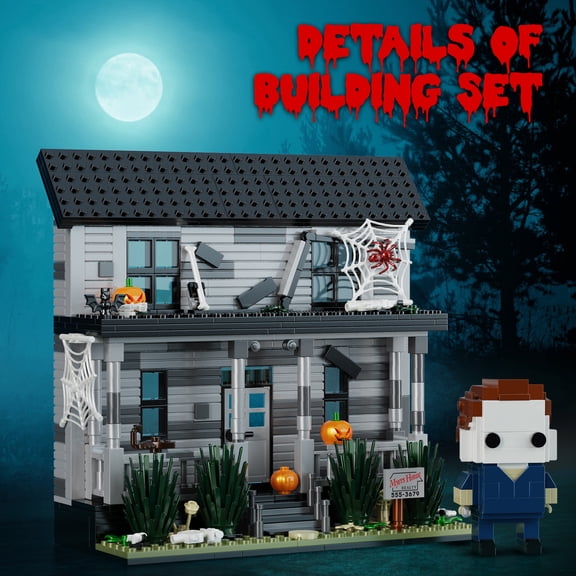 Haunted House Building Blocks Kits Halloween Decor Collectible Decoration Building Toy Creative Christmas Holiday Gift for Fans Adults