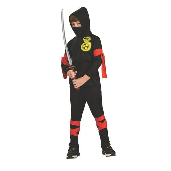 Fuller Cut Black Ninja Boy's Halloween Fancy-Dress Costume for Child, S
