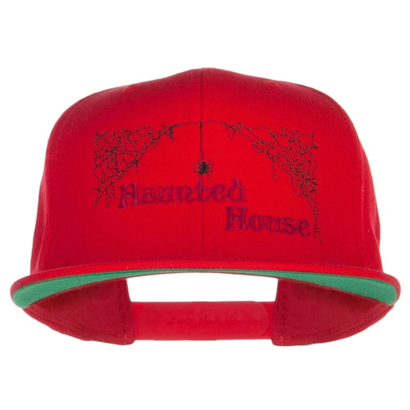 Haunted House Embroidered Snapback Cap - Red OSFM