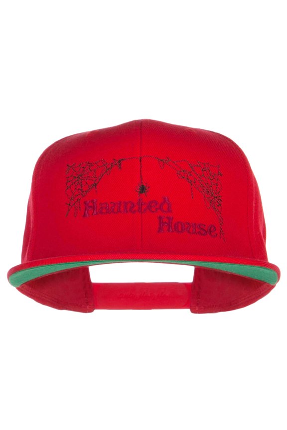 Haunted House Embroidered Snapback Cap - Red OSFM