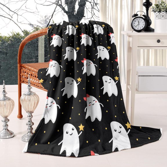 Haunted House Halloween Blanket - Ghost Witch Spooky Design 50x60 Inch Ultra Soft Plush Microfiber Throw