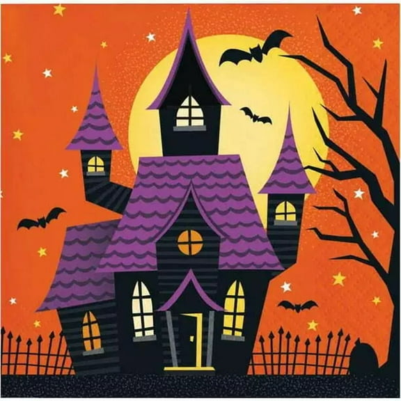 Haunted House Halloween Carnival Theme Party Paper Beverage Napkins