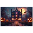 thumbnail image 1 of Haunted House Halloween Theme Spooky Decoration Jack-O-Lantern Design Bat Decoration Creepy Background for Halloween Party Kids Event Festive Decoration, 1 of 8