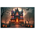 thumbnail image 1 of Haunted House Halloween Theme Spooky Decoration Jack-O-Lantern Design Bat Decoration Creepy Background for Halloween Party Kids Event Festive Decoration, 1 of 9