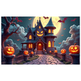 thumbnail image 1 of Haunted House Halloween Theme Spooky Decoration Jack-O-Lantern Design Bat Decoration Creepy Background for Halloween Party Kids Event Festive Decoration, 1 of 9