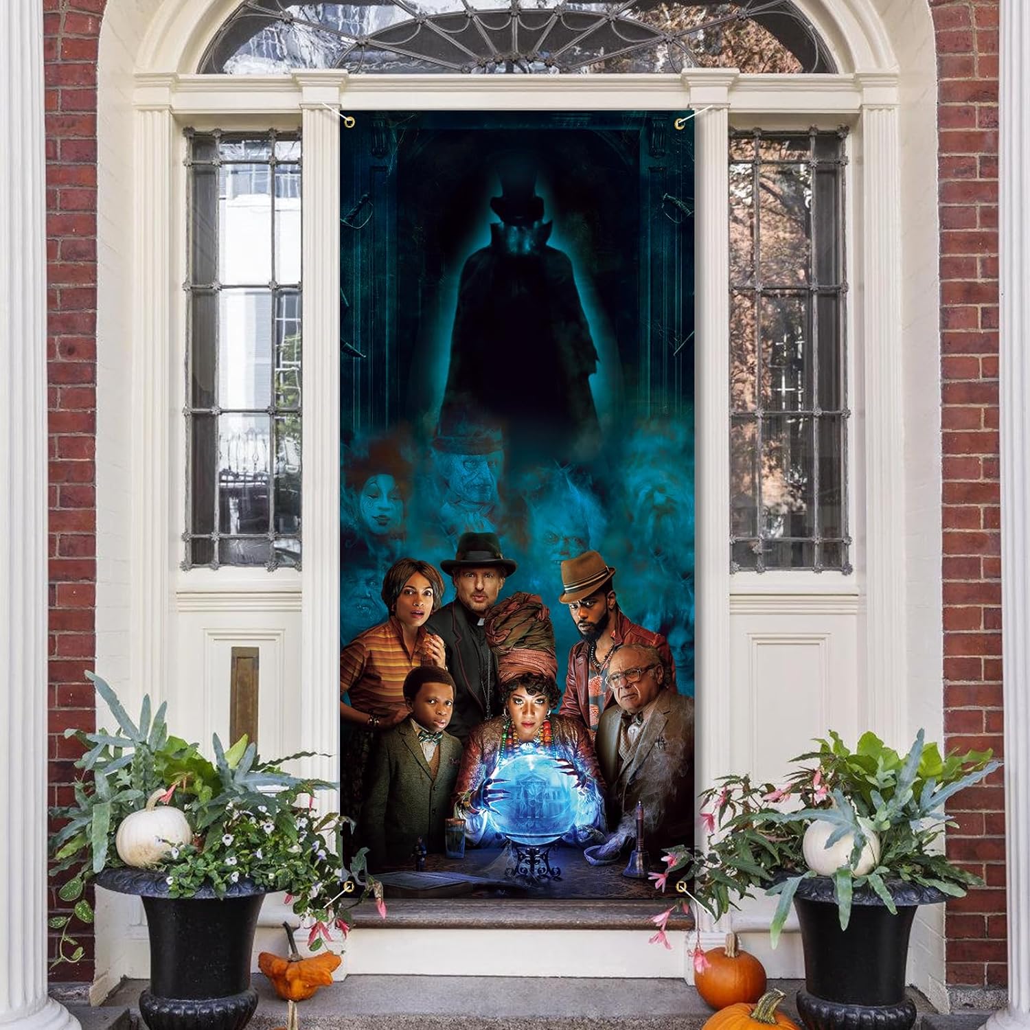 Haunted House Mansion Door Banner, Halloween Door Cover Decorations