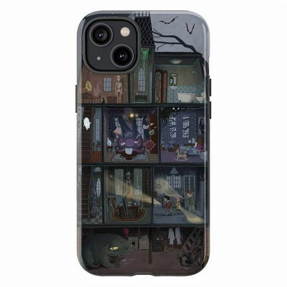 Haunted House Phone Case for iPhone 16/15/14/13/12/11 Pro, Pro Max, Mini, Plus, Halloween Gift