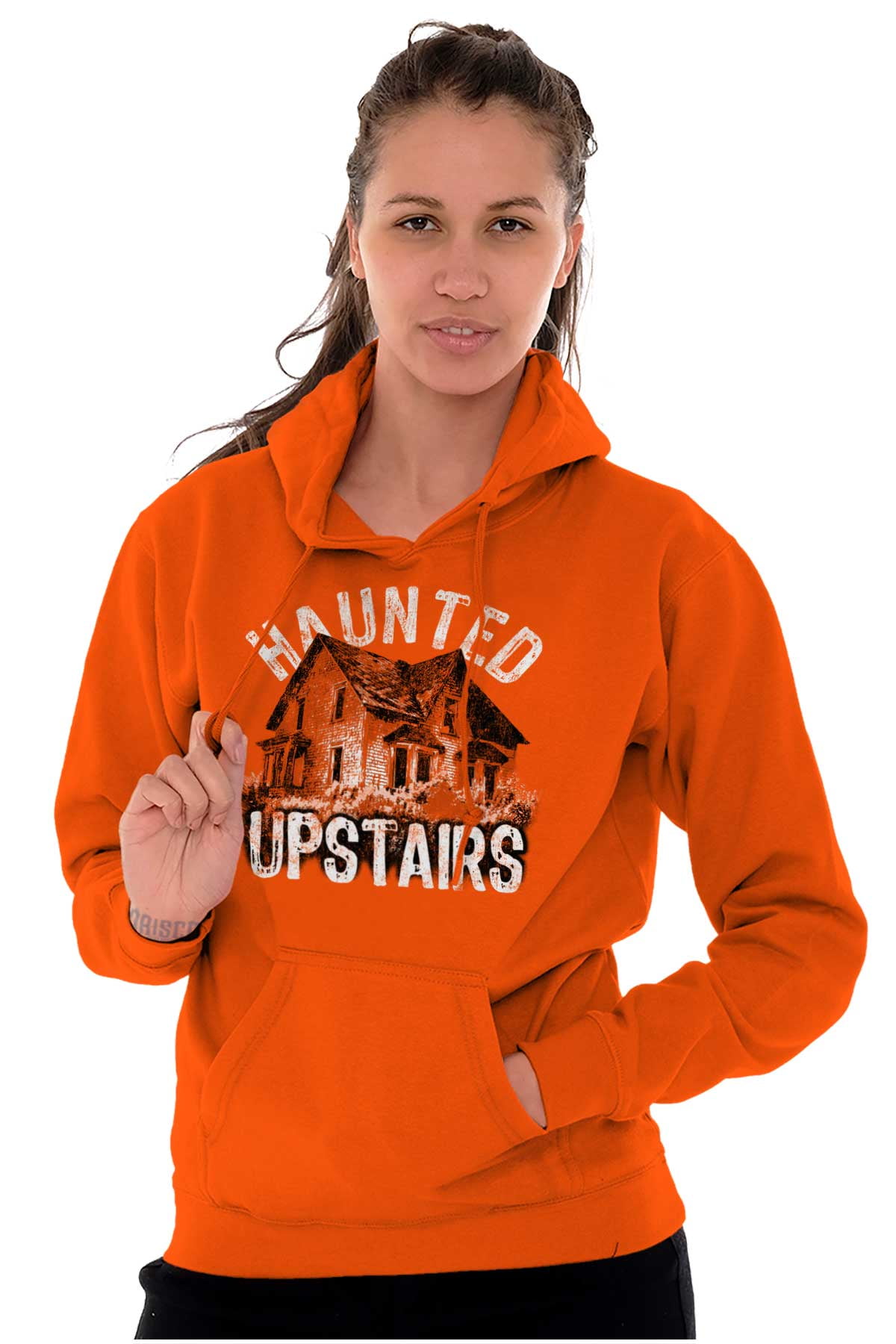 Haunted House Upstairs Halloween Hoodie Sweatshirt Women Men Brisco
