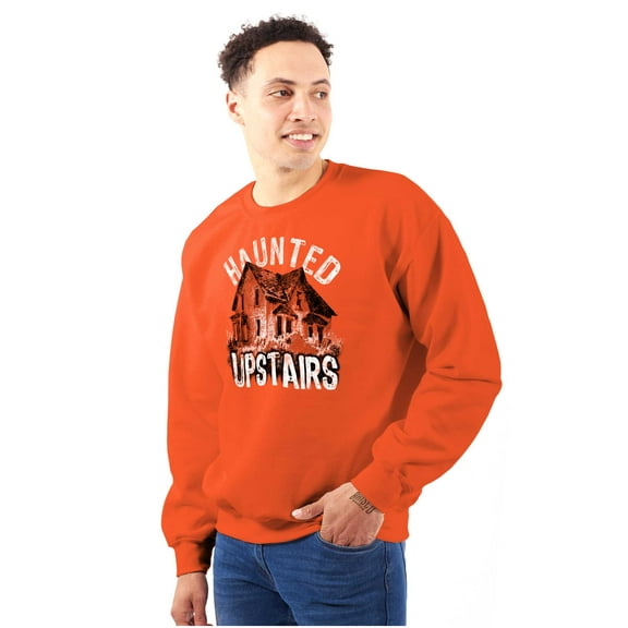 Haunted House Upstairs Halloween Unisex Plus Fleece Graphic Sweatshirt Brisco Brands 3X